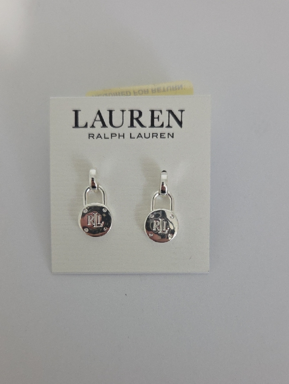 Ralph Lauren Silver Padlock Hoop Earrings with RL Logo